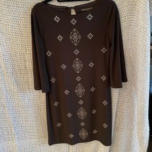 White House black market dress black with sequined embellishments.